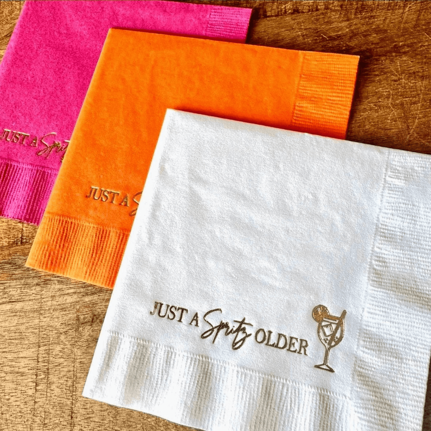 Just a Spritz Older Cocktail Napkins – Foil Stamped Birthday Napkins