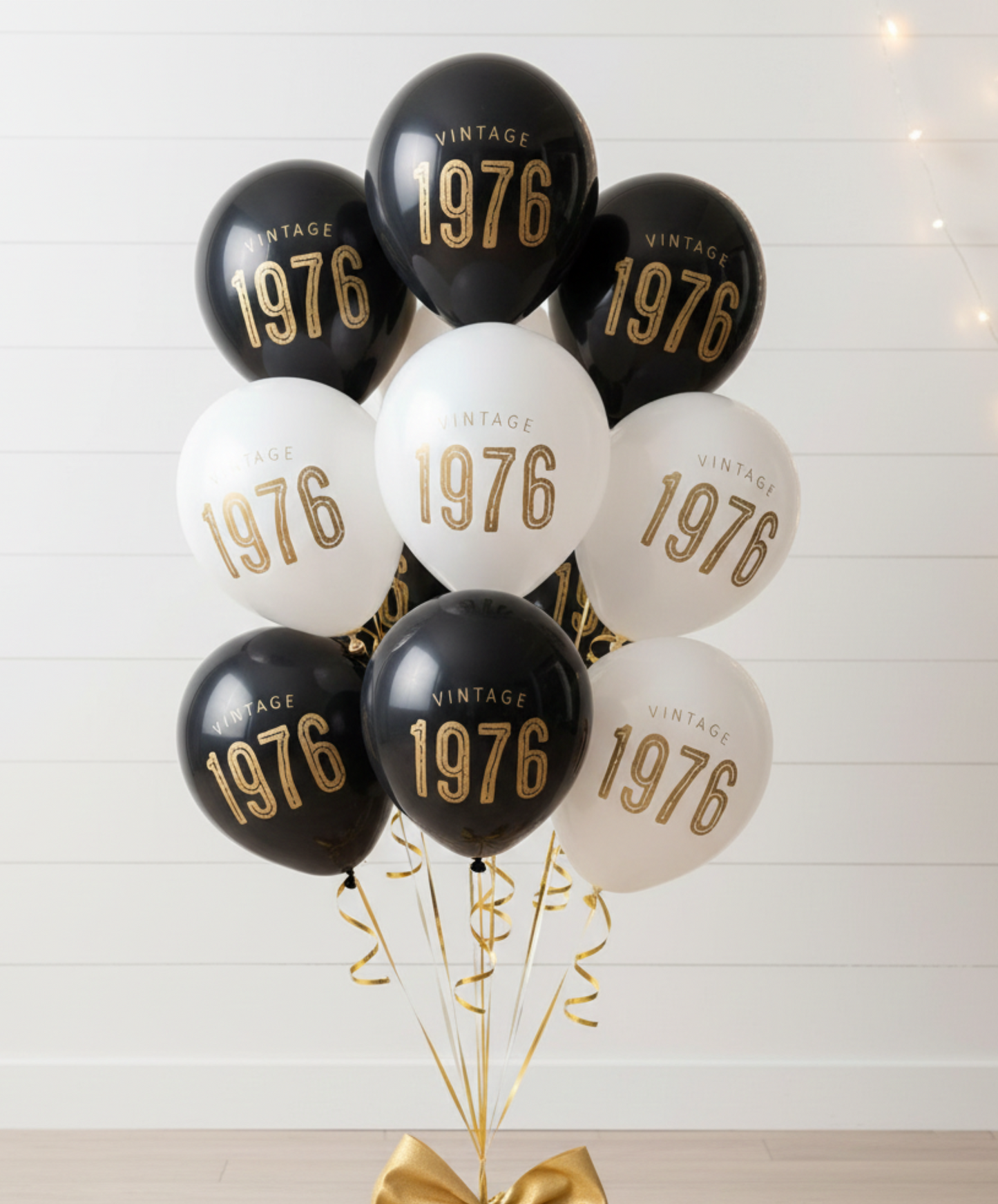 50th Birthday Balloons – Vintage 1976 Black, White Decor