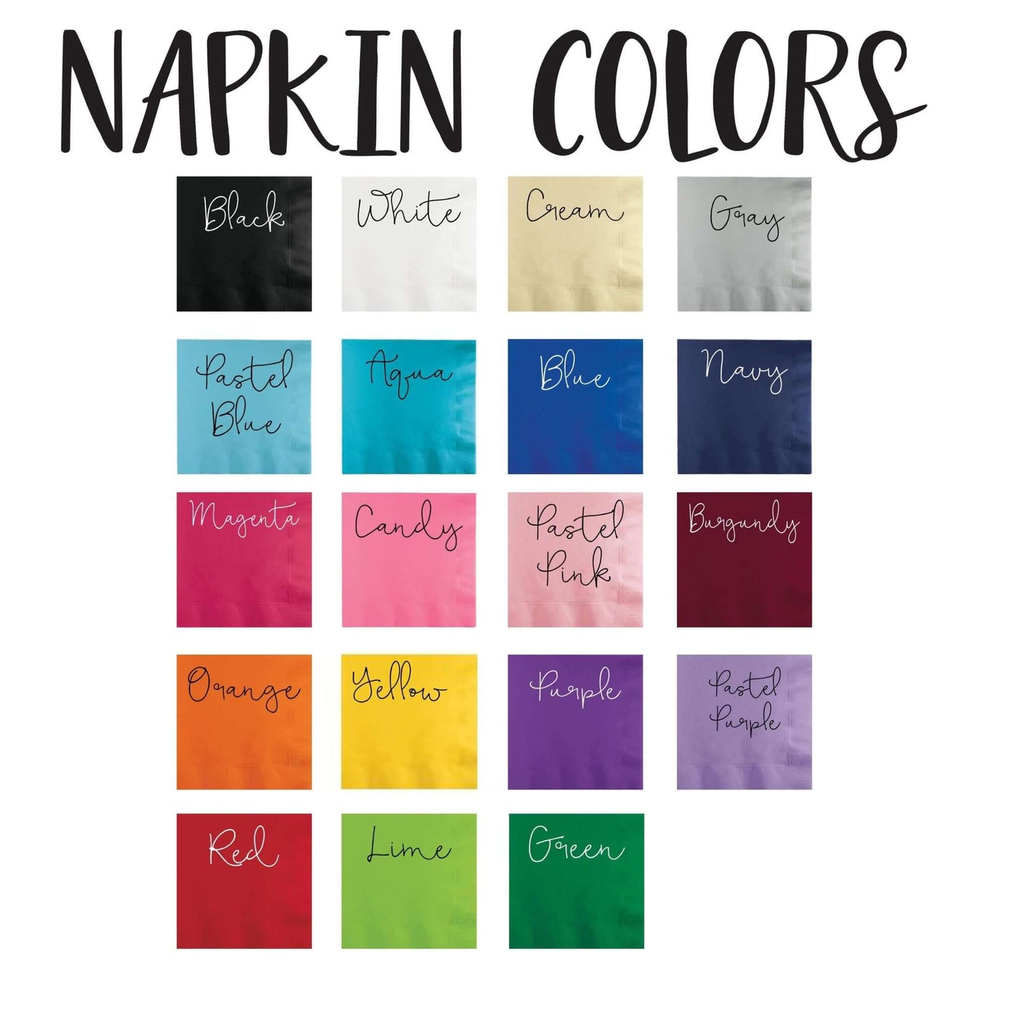 Napkin color chart