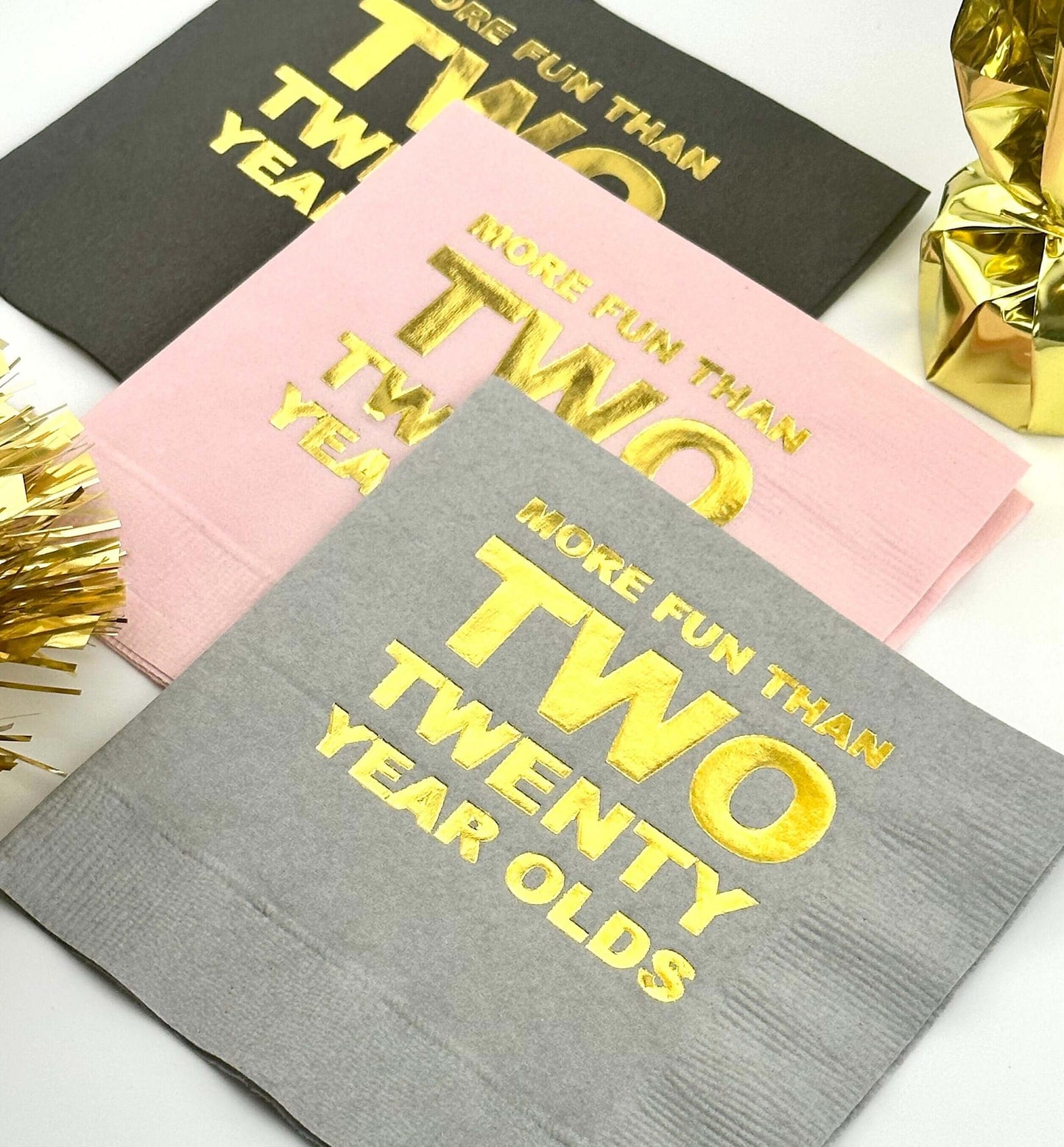 More Fun Than Two Twenty Year Olds napkins 40th Birthday Napkins