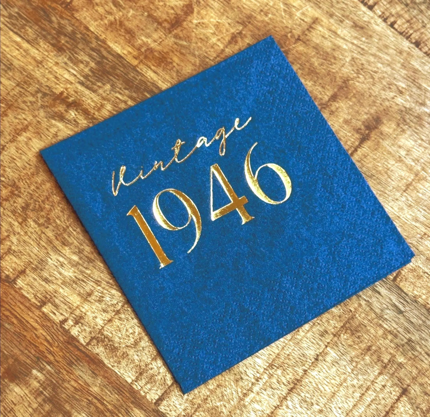 Vintage 1946 Napkins – Custom 80th Birthday Cocktail Napkins with Foil Options | 3-Ply Set of 20