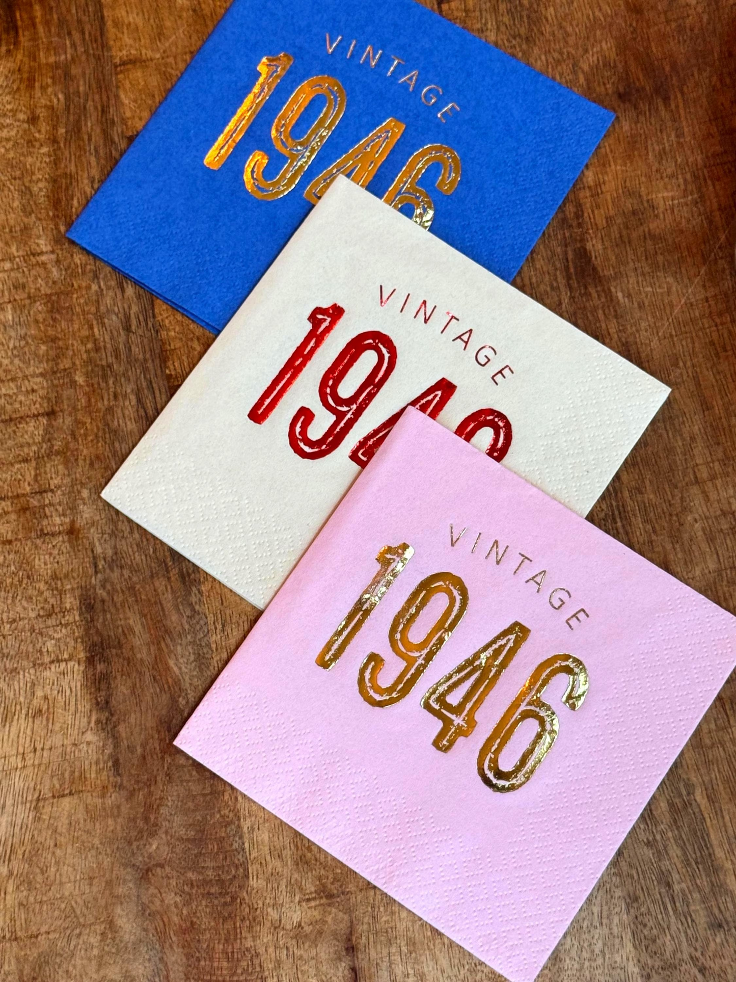 Vintage 1946 Cocktail Napkins – 80th Birthday Personalized Foil Napkins | Set of 20