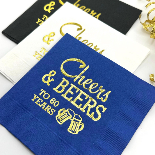 Cheers and Beers to 60 Years Cocktail Napkins – Perfect for 60th Birthday or Anniversary Celebrations