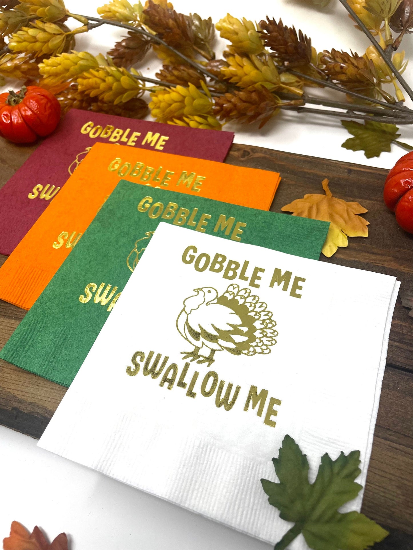 Gobble Me Swallow Me Friendsgiving Cocktail Napkins – Fun & Festive Thanksgiving Party Napkins