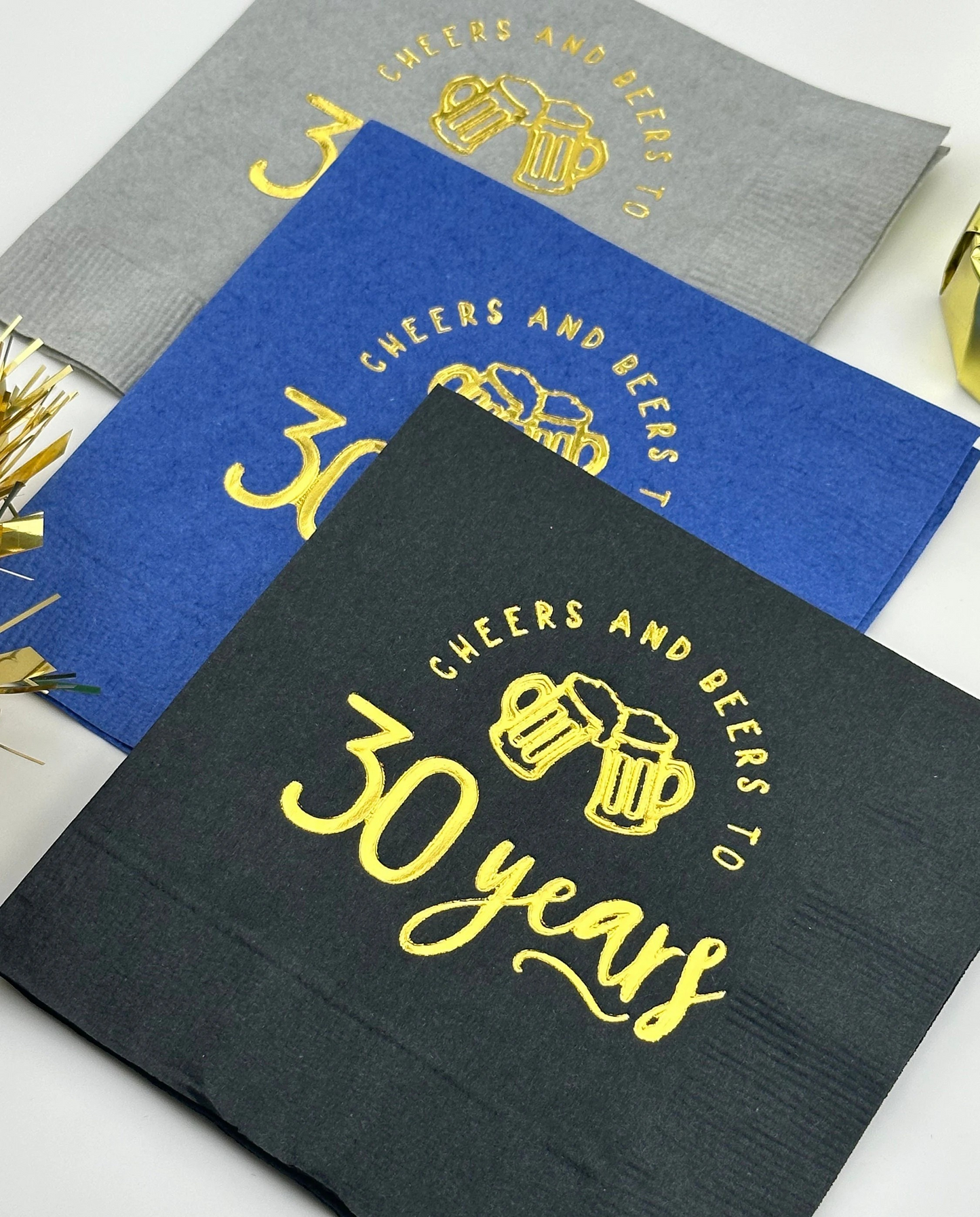 Cheers and Beers to 30 Years Cocktail Napkins – Perfect 30th Birthday Decoration