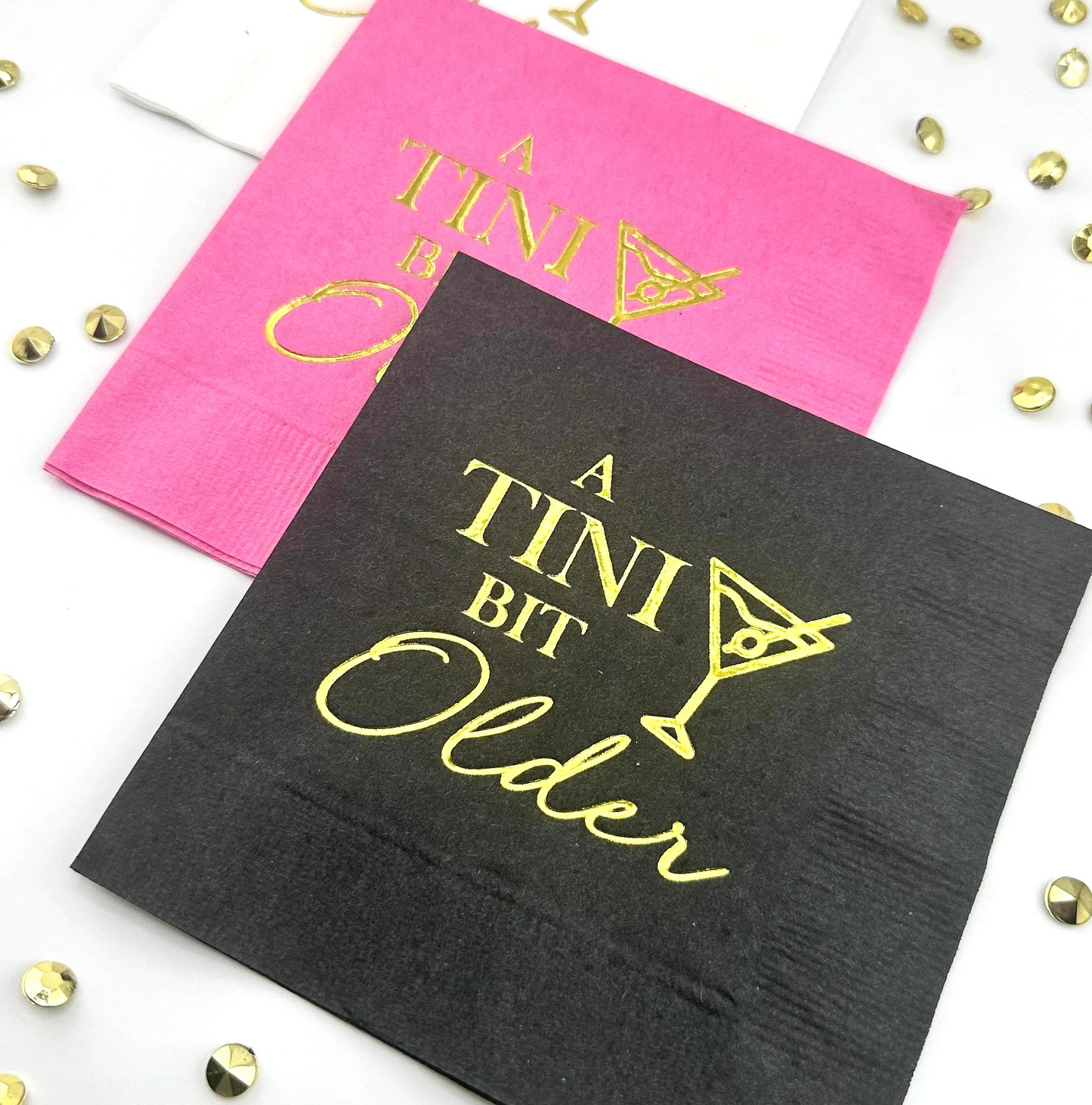 A Tini Bit Older Cocktail Napkins - Martini Glass Design, Fun Birthday Napkins, Set of 20