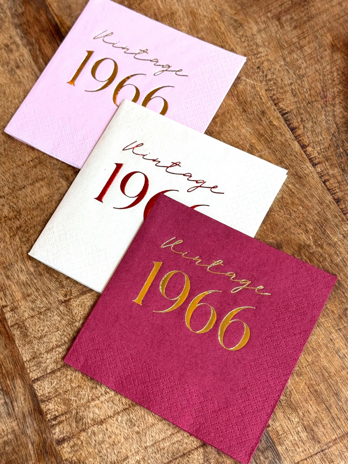 Vintage 1966 Napkins – Custom 60th Birthday Cocktail Napkins with Foil Options | 3-Ply Set of 20