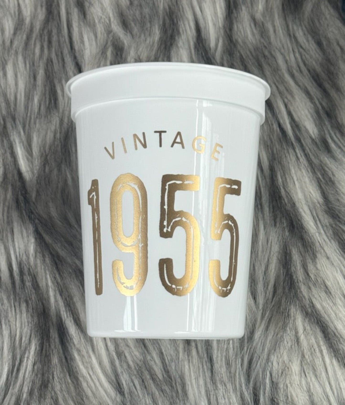 Vintage 1955 Cups, 70th Birthday Cups 16 ounce, Black, White, Navy, or Black, Sets of 10