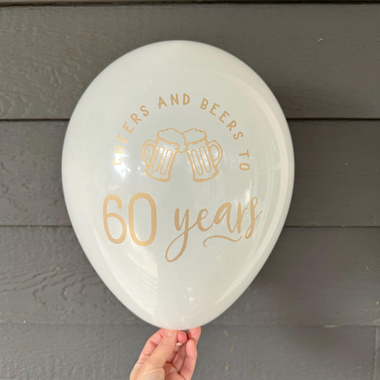 Cheers and Beers to 60 Years Balloons – Perfect for 60th Milestone Celebrations