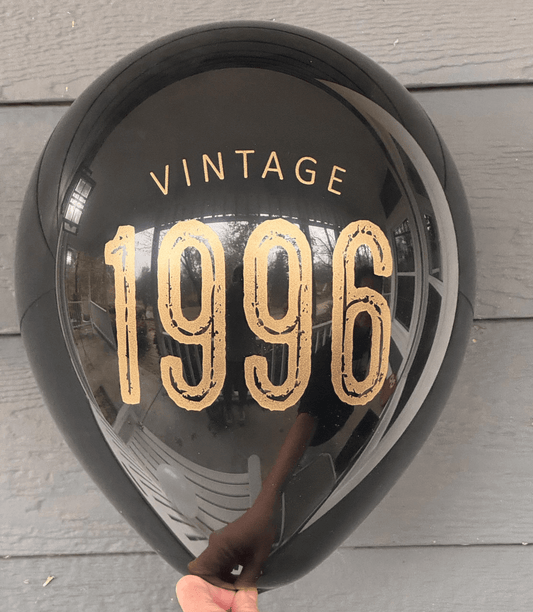 30th Birthday Balloons Black and gold Vintage 1996