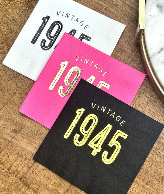 Vintage 1945 Birthday Napkins – Elegant Party Decor for an 80th Celebration