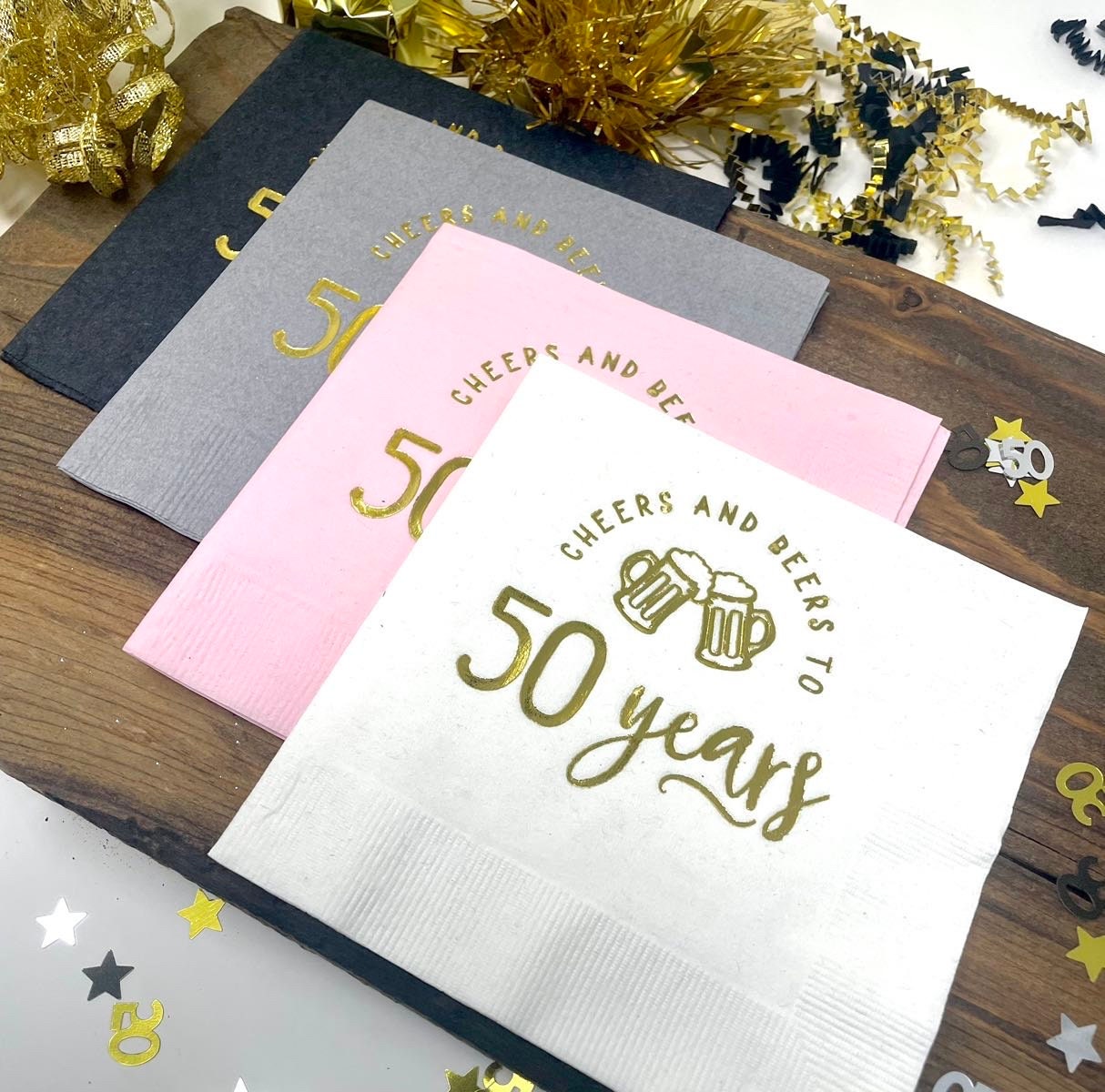 Cheers and Beers to 50 Years Cocktail Napkins – Fun and Stylish 50th Birthday Party Decor