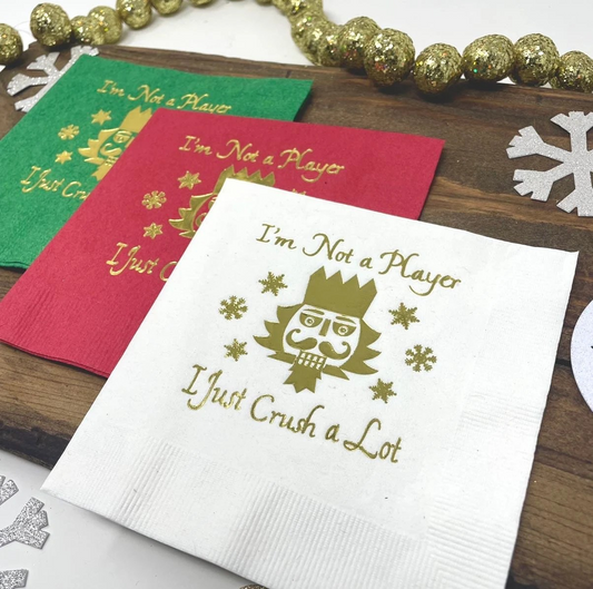 I'm Not a Player, I Just Crush a Lot Cocktail Napkins – Vintage Nutcracker Holiday Party Decor