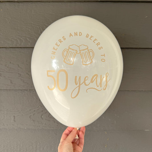 Cheers and Beers to 50 Years Latex Balloons – Perfect for 50th Birthdays, Anniversaries, or Class Reunions