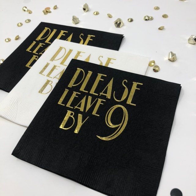 Please Leave by 9 Cocktail Napkins – Fun Gift for Hostess, Housewarming, or Bar Decorations