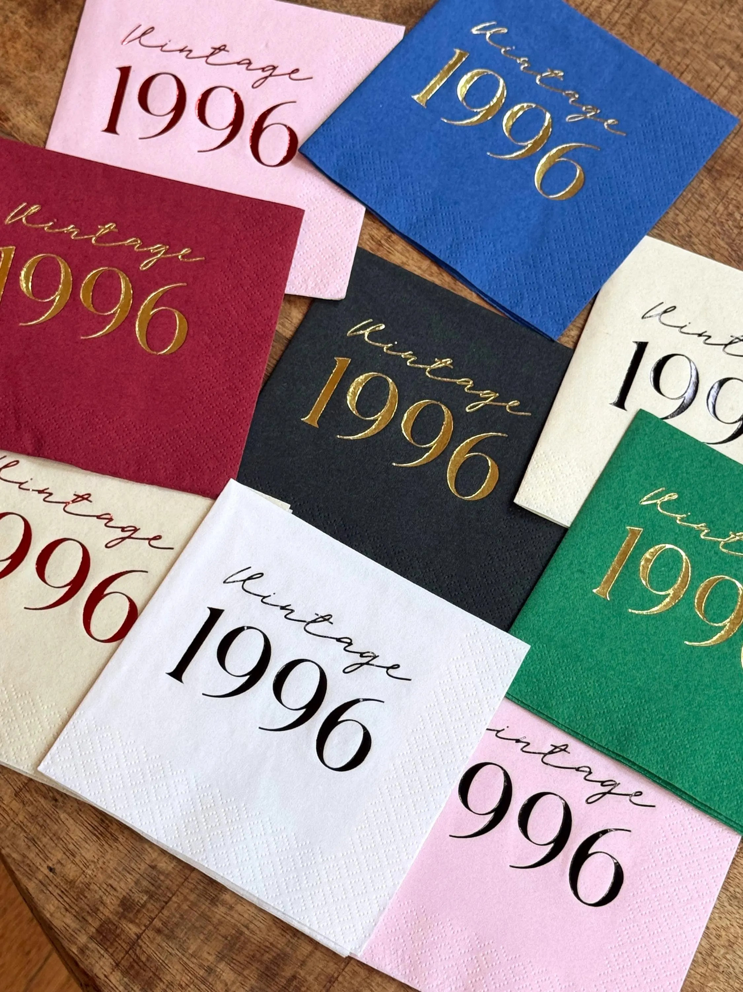 Vintage 1996 Napkins – Custom 30th Birthday Party Napkins with Foil Options | 3-Ply Set of 20