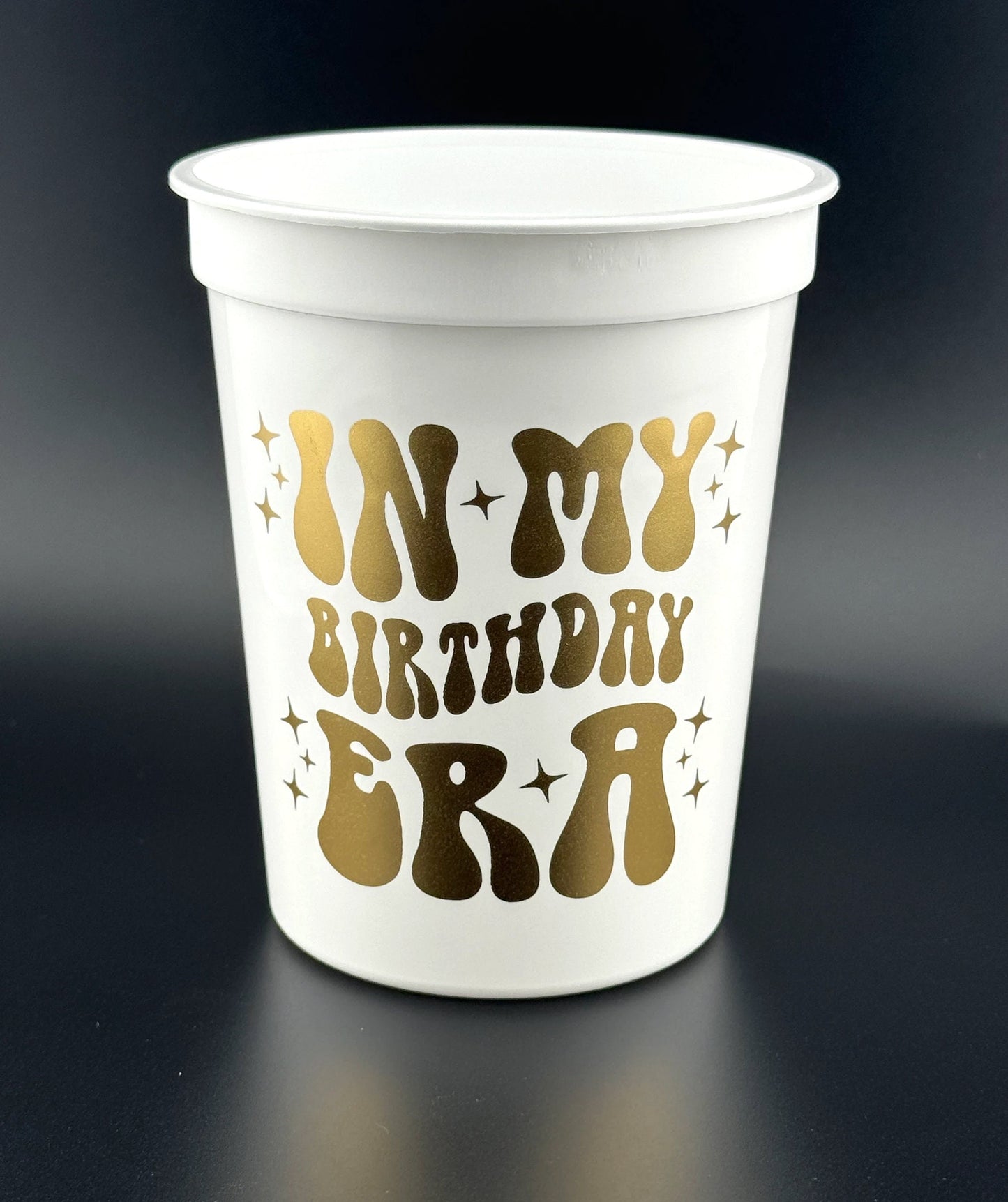 In My Birthday Era Theme 16oz Plastic Stadium Cups – Perfect for Music Lovers, Birthday Parties & Milestones- Set of 10