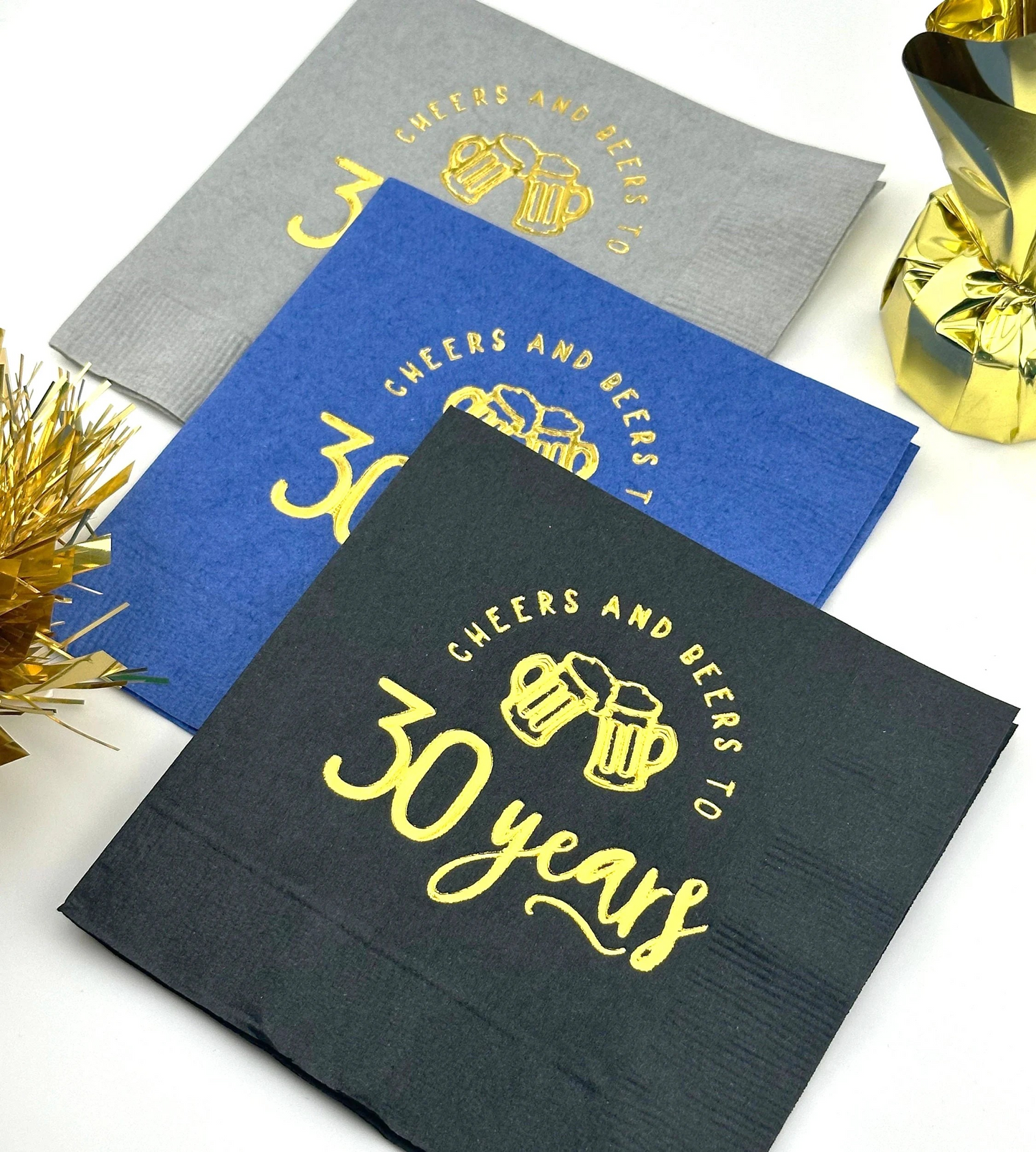 Cheers and Beers to 30 Years Cocktail Napkins – Perfect 30th Birthday Decoration