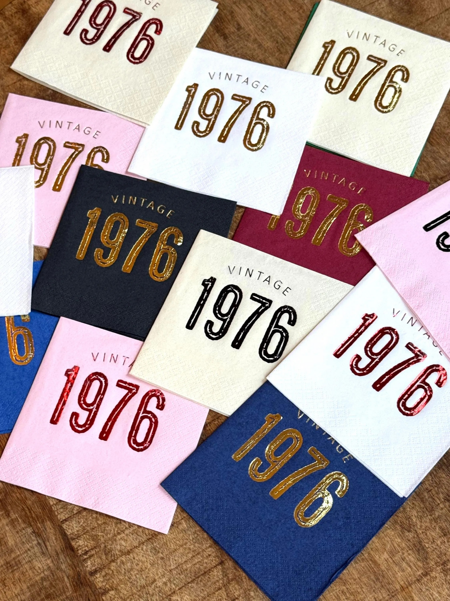 Vintage 1976 Cocktail Napkins – 50th Birthday Personalized Foil Napkins | Set of 20