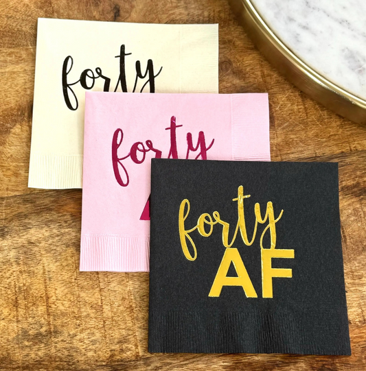 Forty AF Cocktail Napkins – Bold and Fun 40th Birthday Party Decor