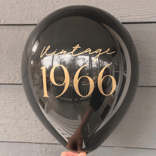 60th Birthday Balloons Black and Gold Vintage 1966