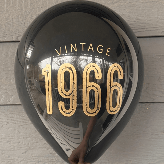 60th Birthday Balloons – Vintage 1966 Black with Gold Lettering