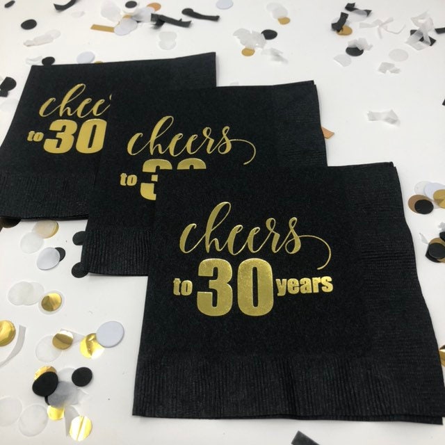 Cheers to 30 Years Cocktail Napkins – Perfect for 30th Birthday, Anniversary, or Retirement