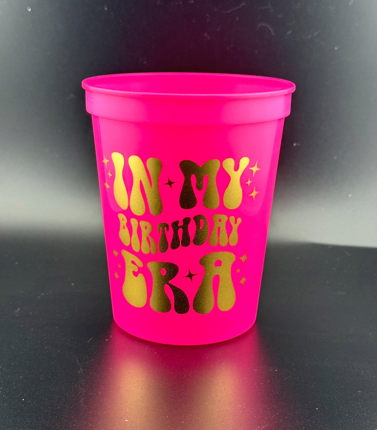 In My Birthday Era Theme 16oz Plastic Stadium Cups – Perfect for Music Lovers, Birthday Parties & Milestones- Set of 10