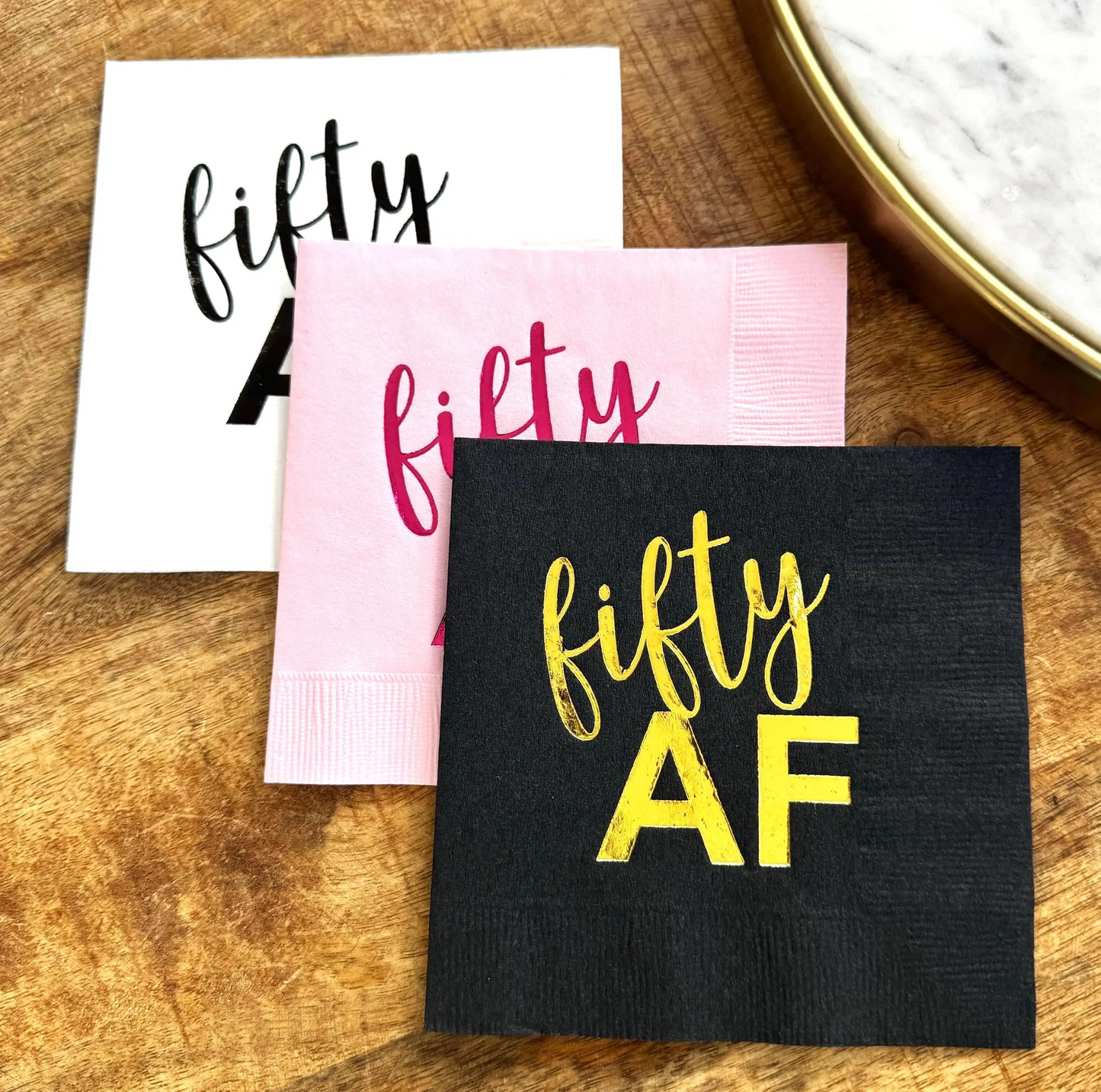 Fifty AF Cocktail Napkins – Fun and Stylish 50th Birthday Party Decor