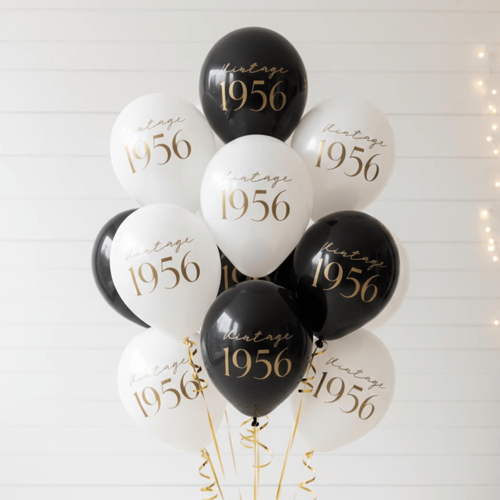 Vintage 1956 70th birthday balloons gold lettering
