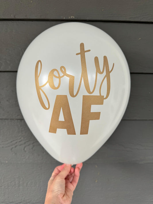 40 AF White Balloons – Fun & Fabulous 40th Birthday Decor