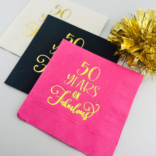 50 Years of Fabulous Cocktail Napkins – Perfect for 50th Birthdays or Anniversaries