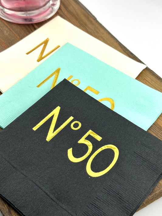 No 50 Couture Themed Cocktail Napkins – Stylish Décor for Your 50th Birthday