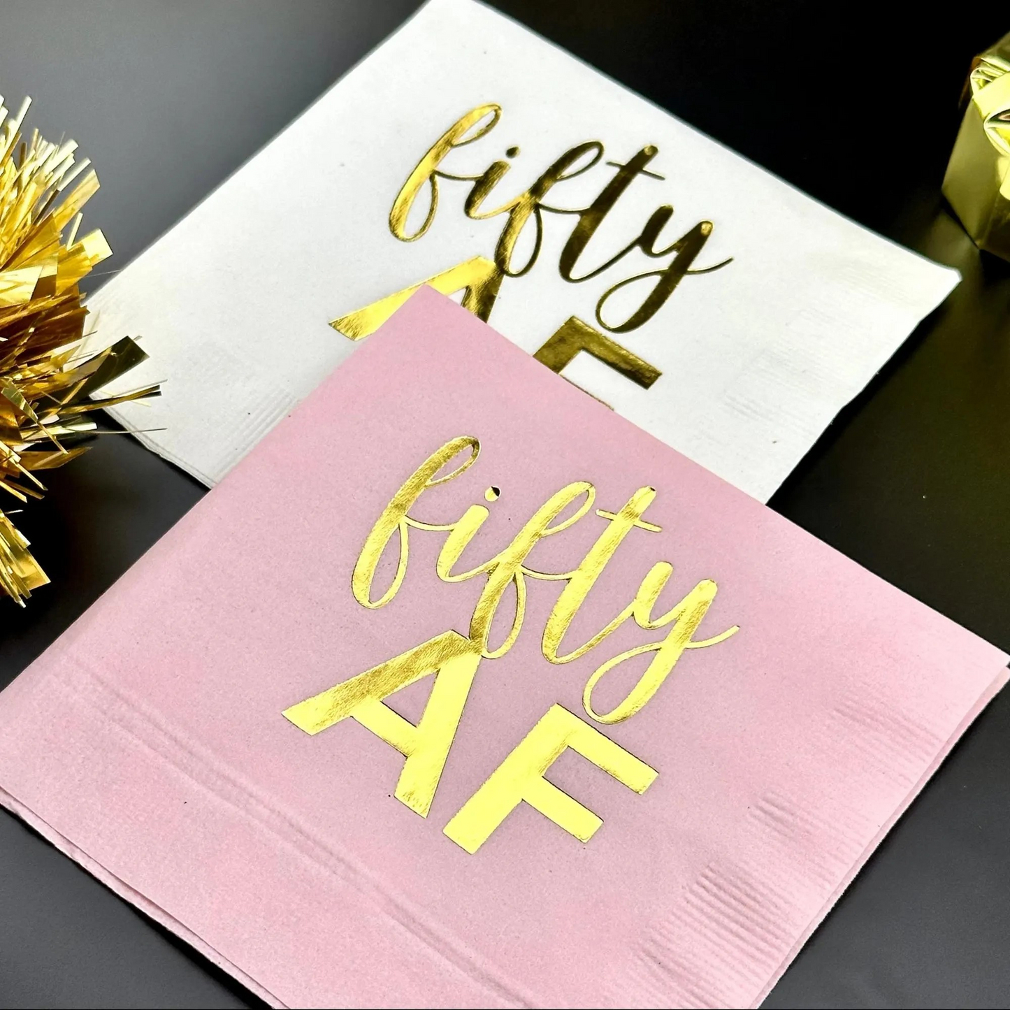 Fifty AF Cocktail Napkins – Fun and Stylish 50th Birthday Party Decor