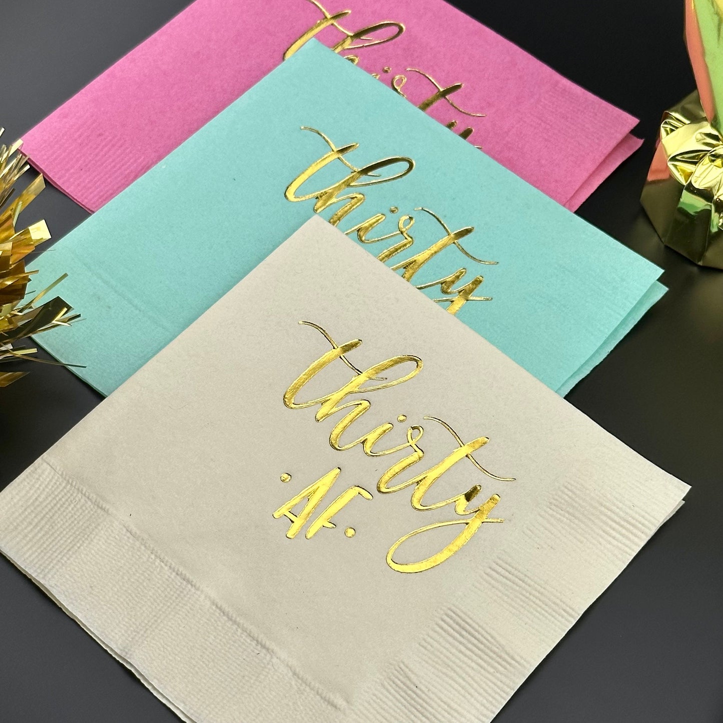 Thirty AF Cocktail Napkins - Perfect for 30th Birthday Parties