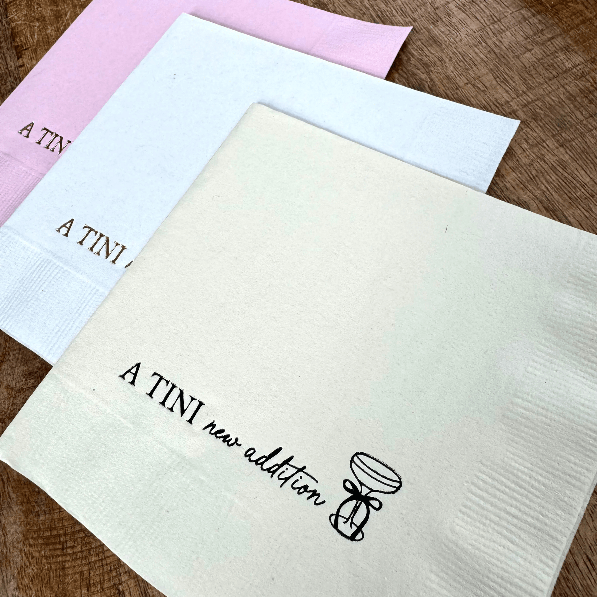 A Tini New Addition Cocktail Napkins – Baby Shower Party Decor