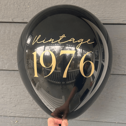 50th Birthday Balloons Black and gold Vintage 1976