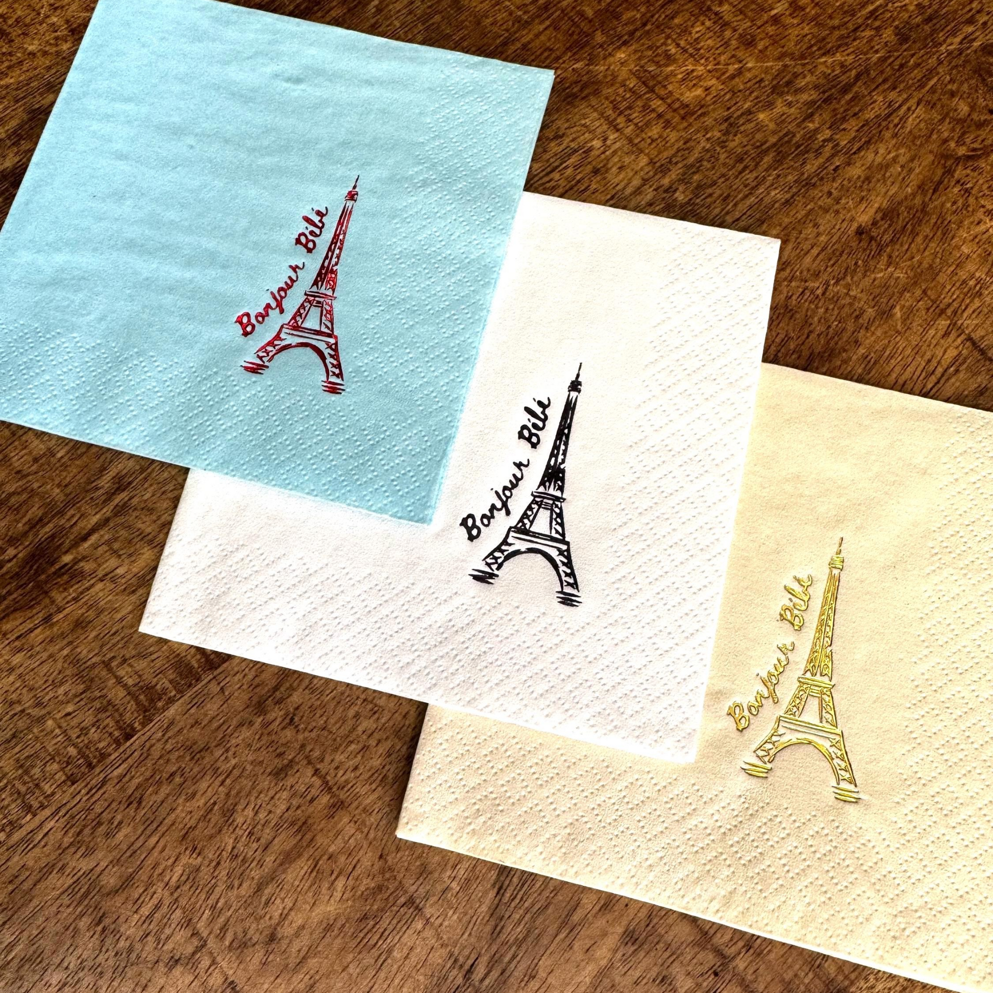 Bonjour Bebe baby shower napkins foil stamped