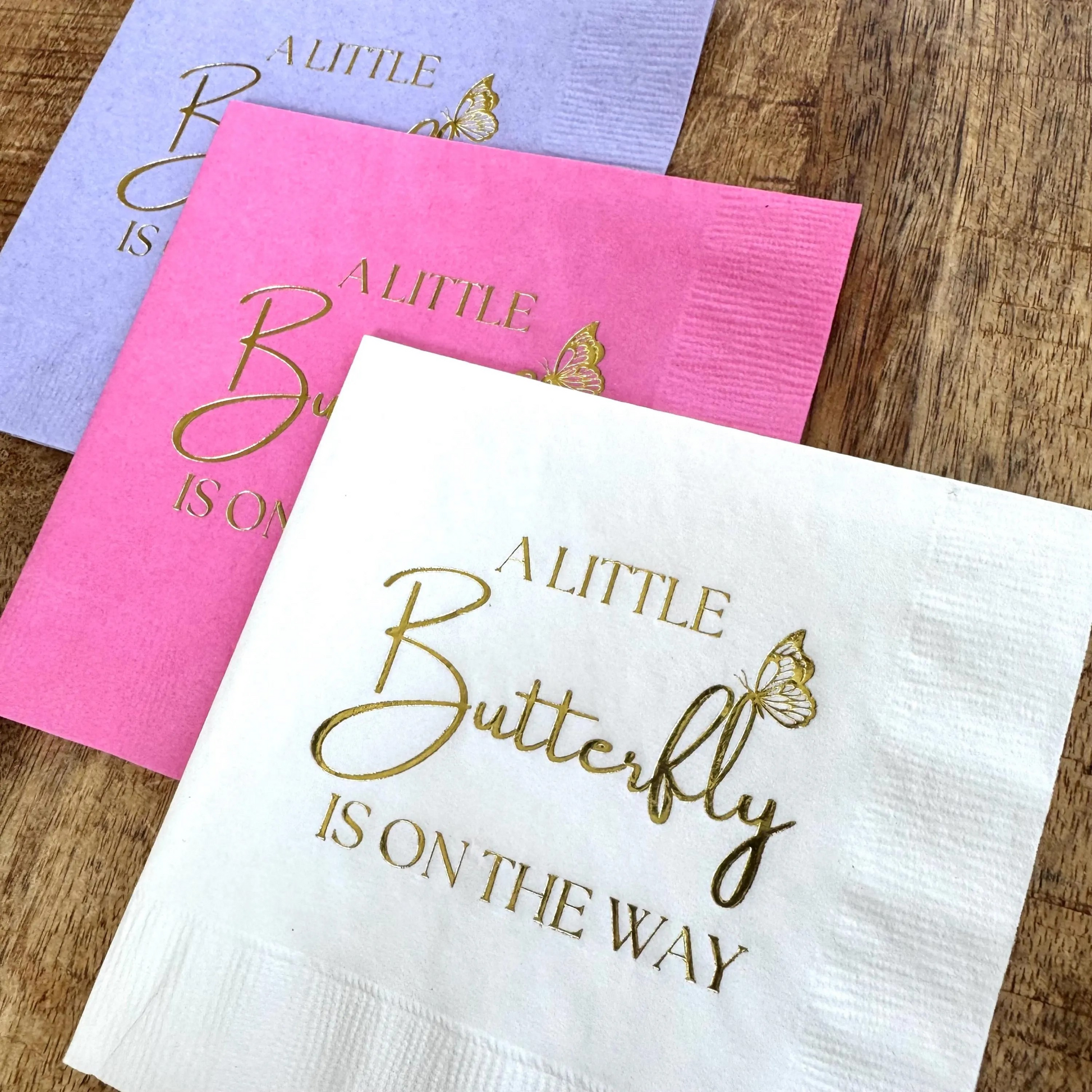 Butterfly Baby shower napkins - A little butterfly is on the way