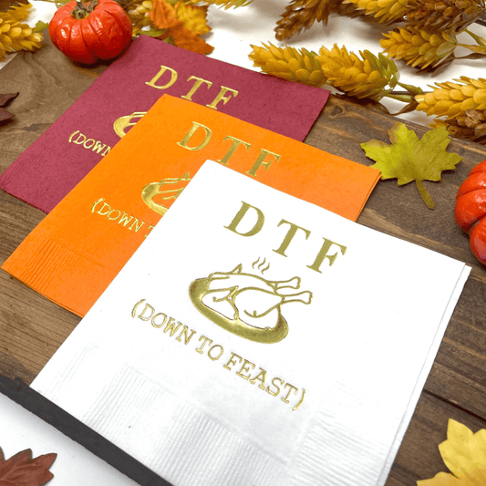 DTF Down to Feast Cocktail Napkins Thanksgiving Table Decor