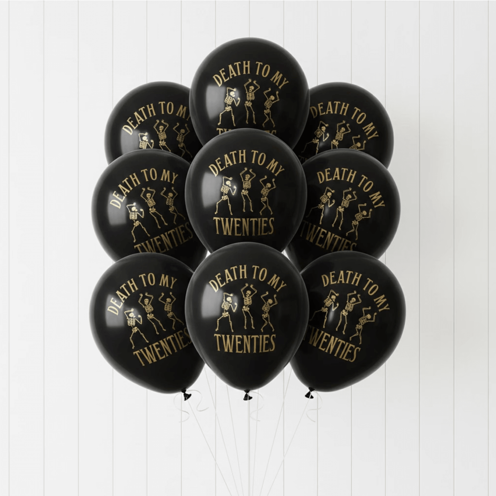 Death to My Twenties balloons black and gold