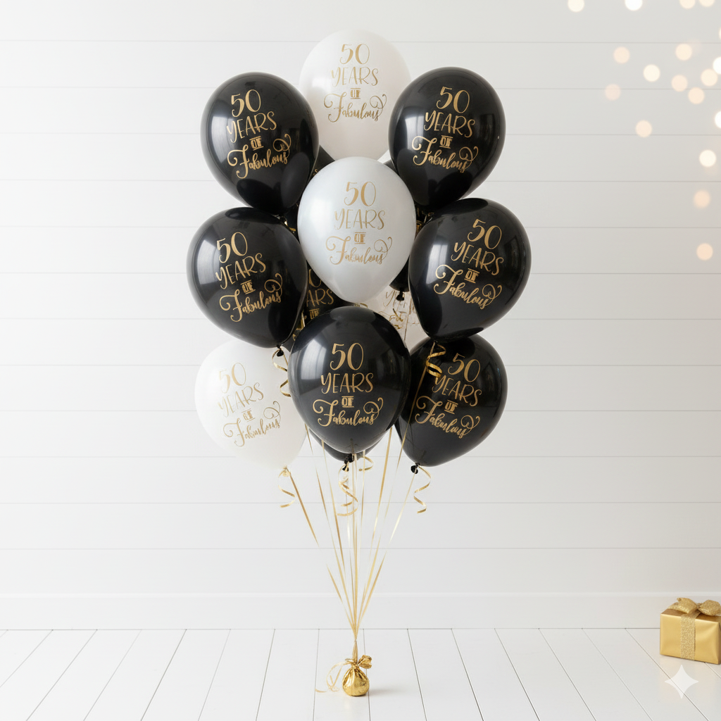 50 Years of Fabulous Balloons –12 inch latex - Perfect for 50th Birthday or Anniversary