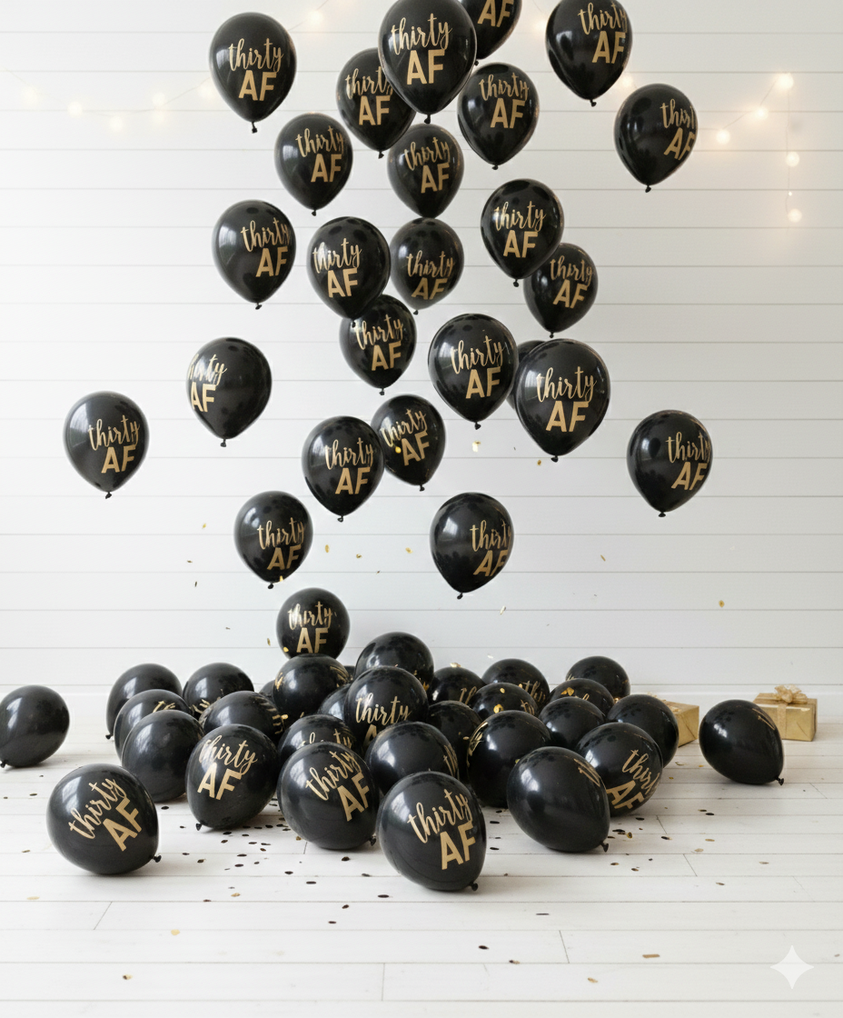 Thirty AF Balloons – Perfect Decorations for a 30th Birthday Party