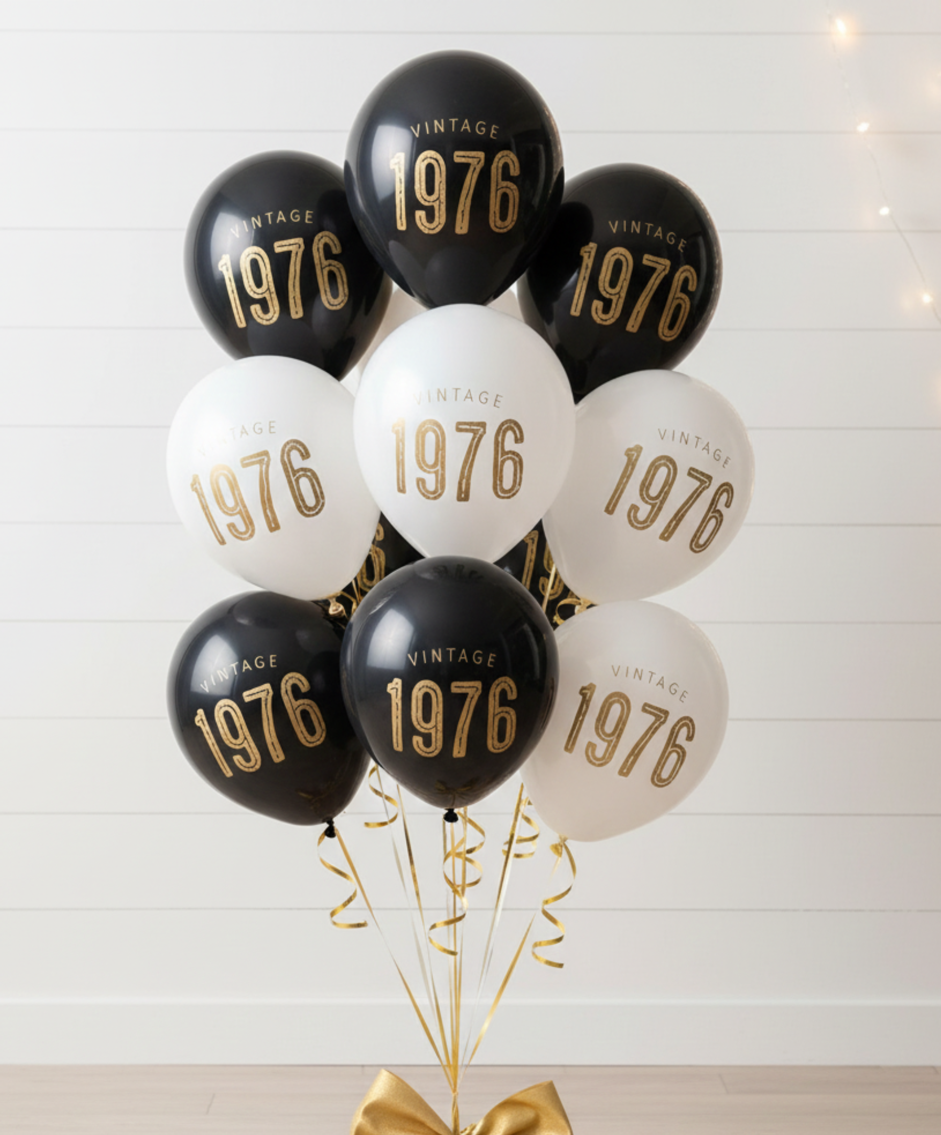 50th Birthday Balloons – Vintage 1976 Black, White Decor