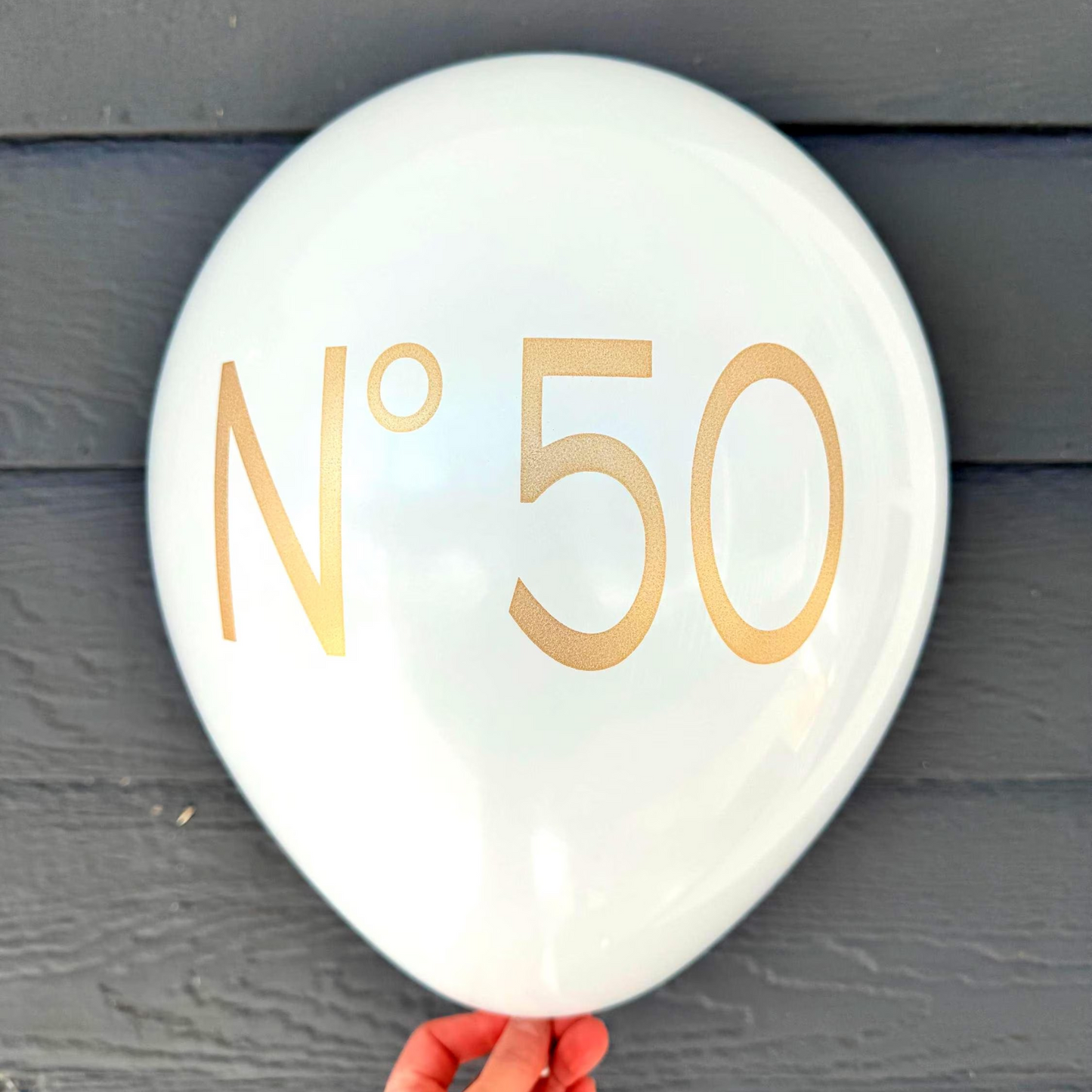 No 50 couture balloons white and gold