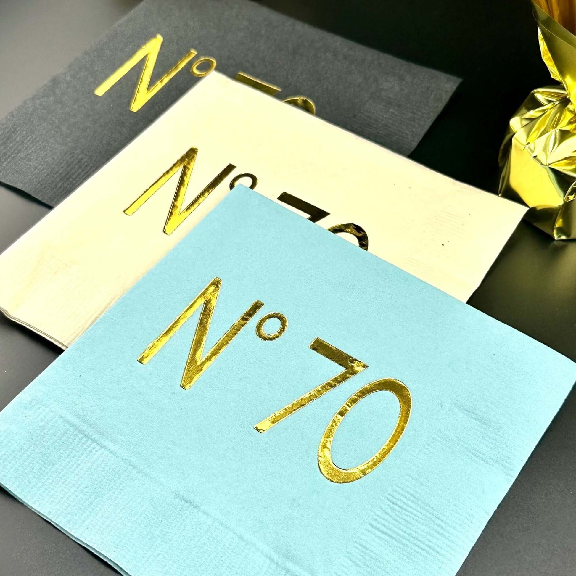 No 70 couture napkins foil stamped