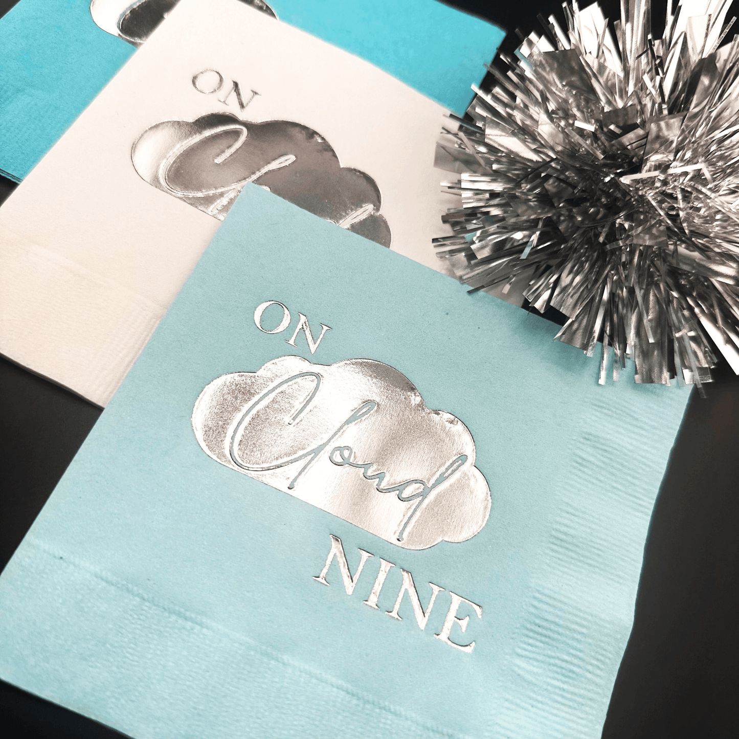 On Cloud Nine cocktail napkins foil stamped