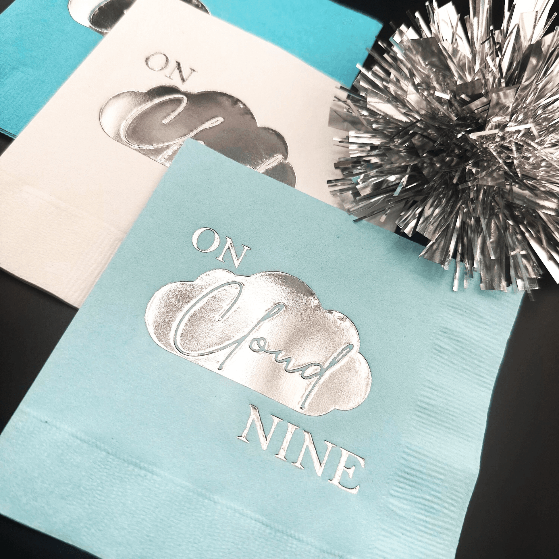 On Cloud Nine cocktail napkins foil stamped