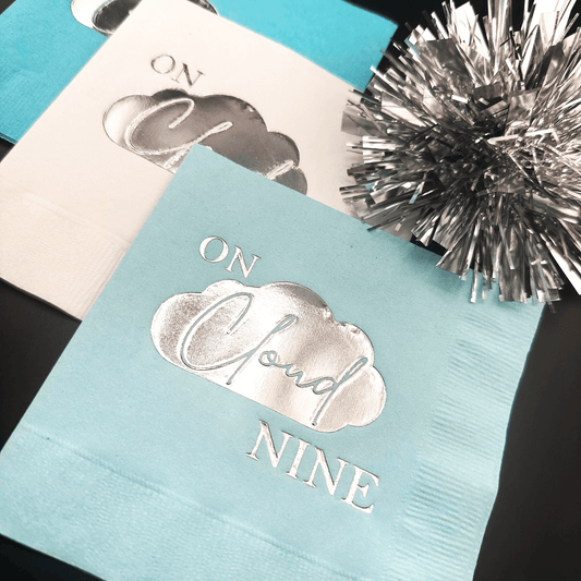 On Cloud Nine cocktail napkins foil stamped