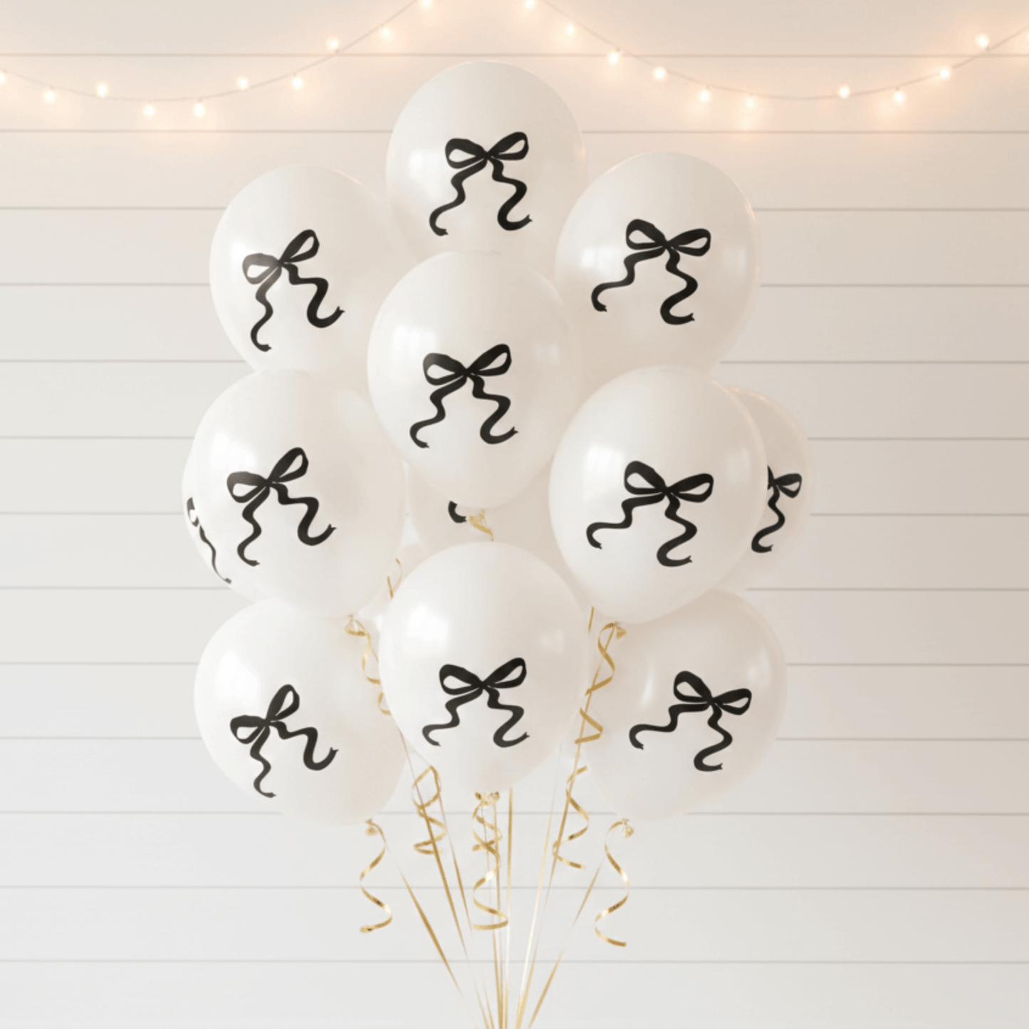 Pearl White Bow Balloons black bow